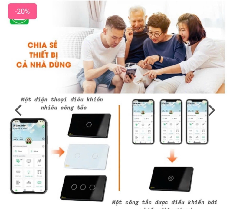 CÔNG TẮC CẢM ỨNG 3 NÚT, KẾT NỐI WIFI, CẢM ỨNG, BẬT TẮT ĐÈN TỪ XA QUA MẠNG